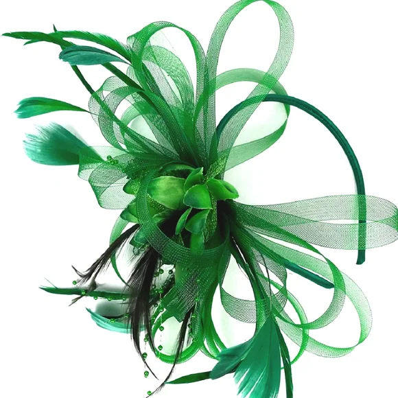 3 PC Fabulous Fascinator Cocktail Tea Party Races Church Brunch Organza Fascinator Tea-Party Derby-Hats for Women - Flower  main image 3
